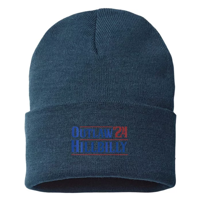 Outlaw Hillbilly 2024 Funny Country Western Trump Vance 2024 Sustainable Knit Beanie