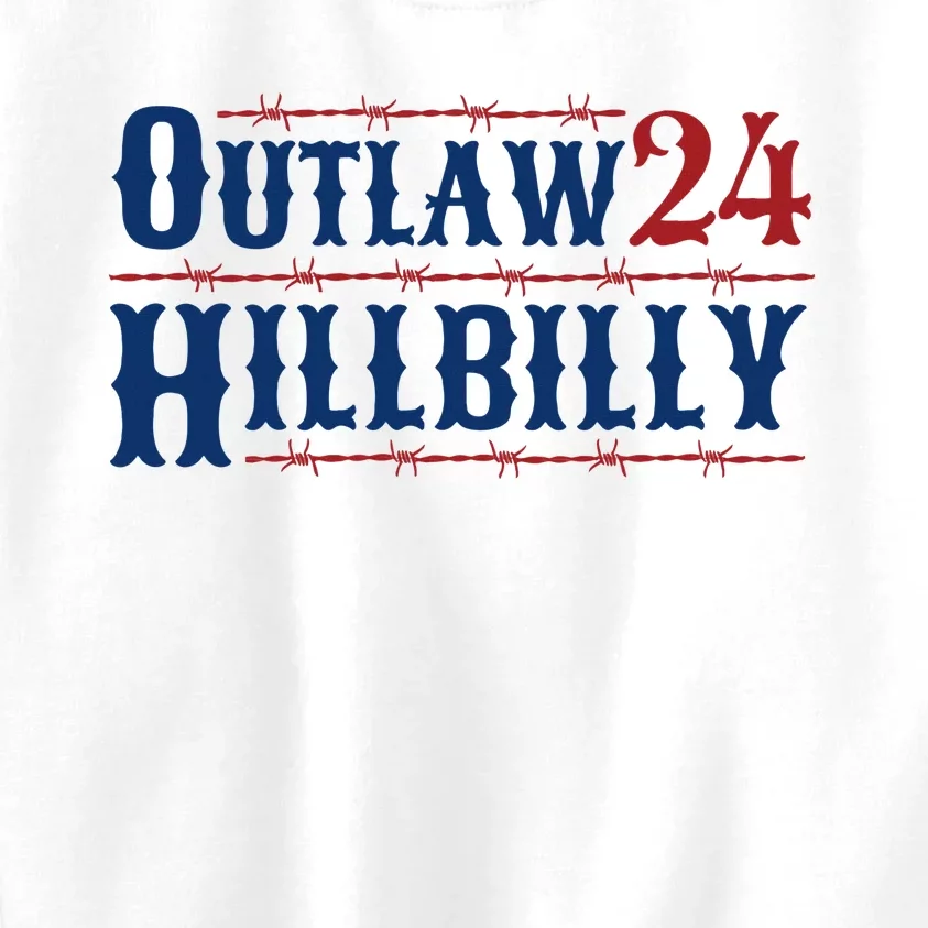 Outlaw Hillbilly 2024 Barbed Wire Western Trump Vance 2024 Kids Sweatshirt