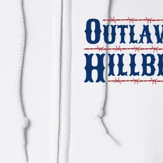 Outlaw Hillbilly 2024 Barbed Wire Western Trump Vance 2024 Full Zip Hoodie