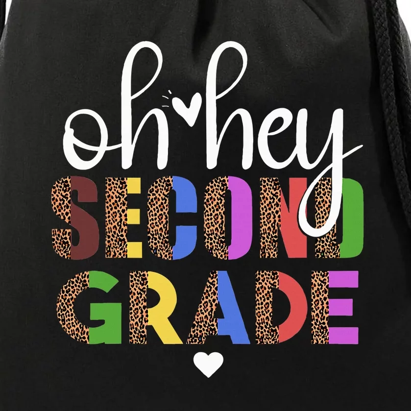 Oh Hey 2nd Second Grade Back To School Leopard For Teachers Drawstring Bag