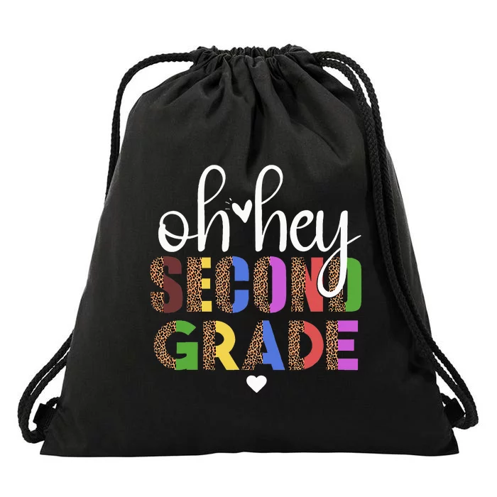 Oh Hey 2nd Second Grade Back To School Leopard For Teachers Drawstring Bag