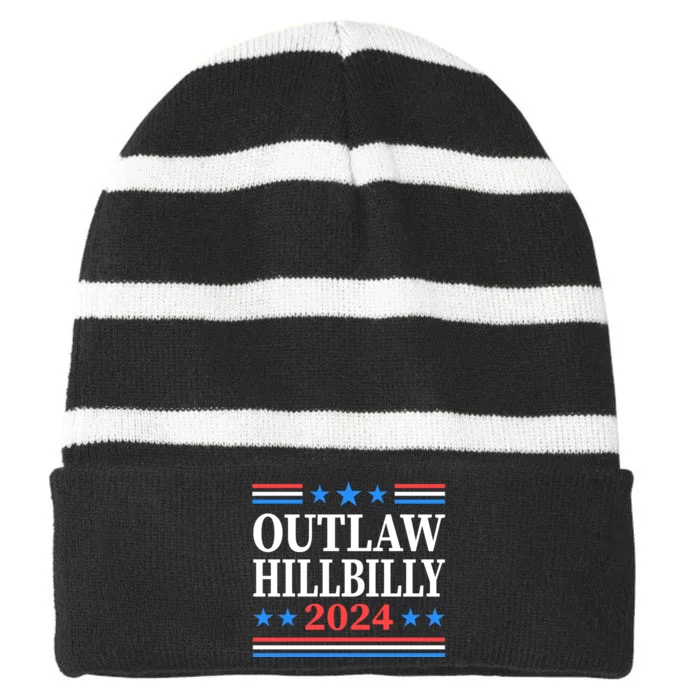 Outlaw Hillbilly 2024 Trump Vance Us Flag Vintage Striped Beanie with Solid Band