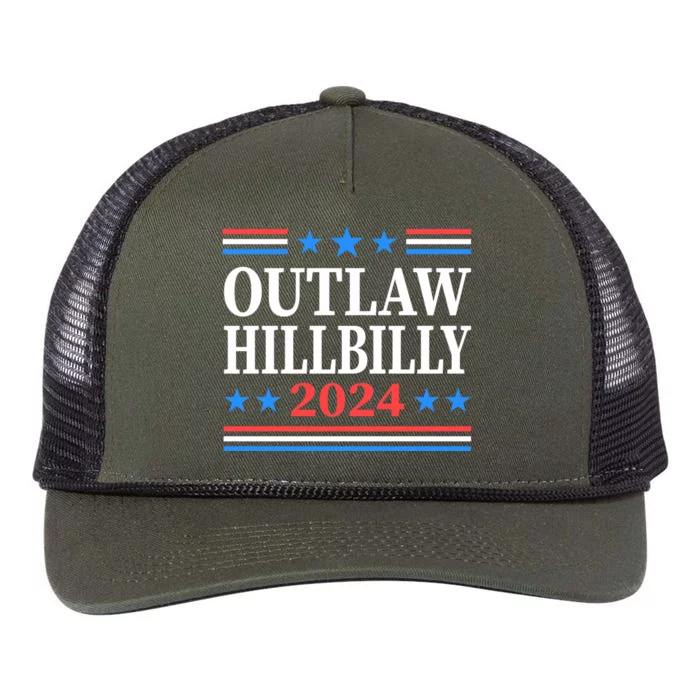 Outlaw Hillbilly 2024 Trump Vance Us Flag Vintage Retro Rope Trucker Hat Cap