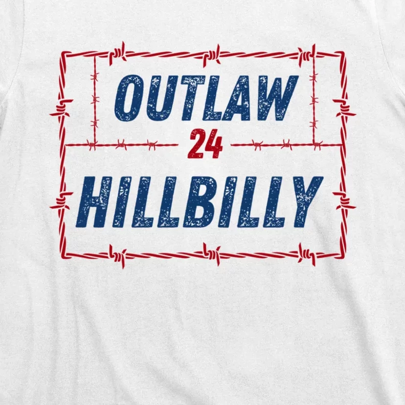 Outlaw Hillbilly 2024 Barbed Wire Western Trump Vance 2024 T-Shirt