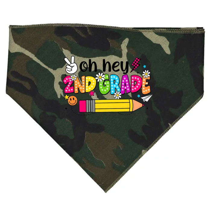 Oh Hey 2nd Grade Back To School Students Teachers Groovy USA-Made Doggie Bandana