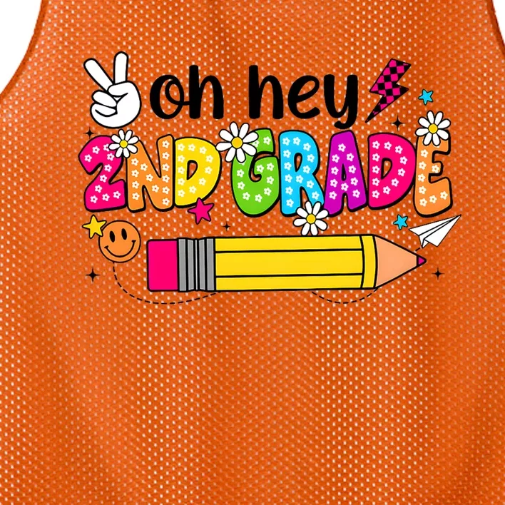 Oh Hey 2nd Grade Back To School Students Teachers Groovy Mesh Reversible Basketball Jersey Tank