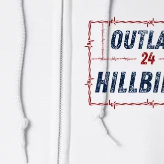 Outlaw Hillbilly 2024 Barbed Wire Western Trump Vance 2024 Full Zip Hoodie