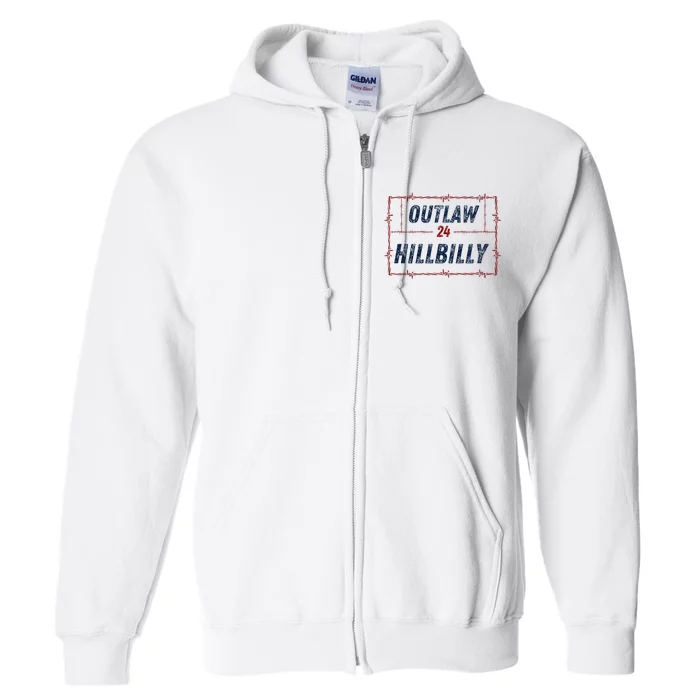 Outlaw Hillbilly 2024 Barbed Wire Western Trump Vance 2024 Full Zip Hoodie