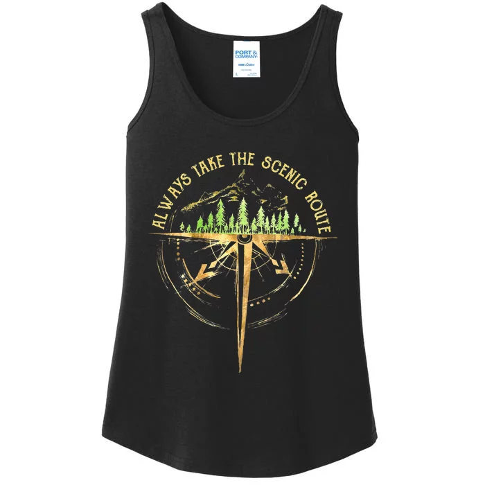 Outdoor Hiking Always Take The Scenic Route Hiker Camping Ladies Essential Tank