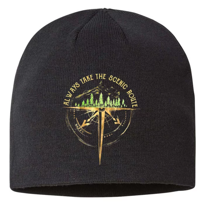 Outdoor Hiking Always Take The Scenic Route Hiker Camping 8 1/2in Sustainable Knit Beanie