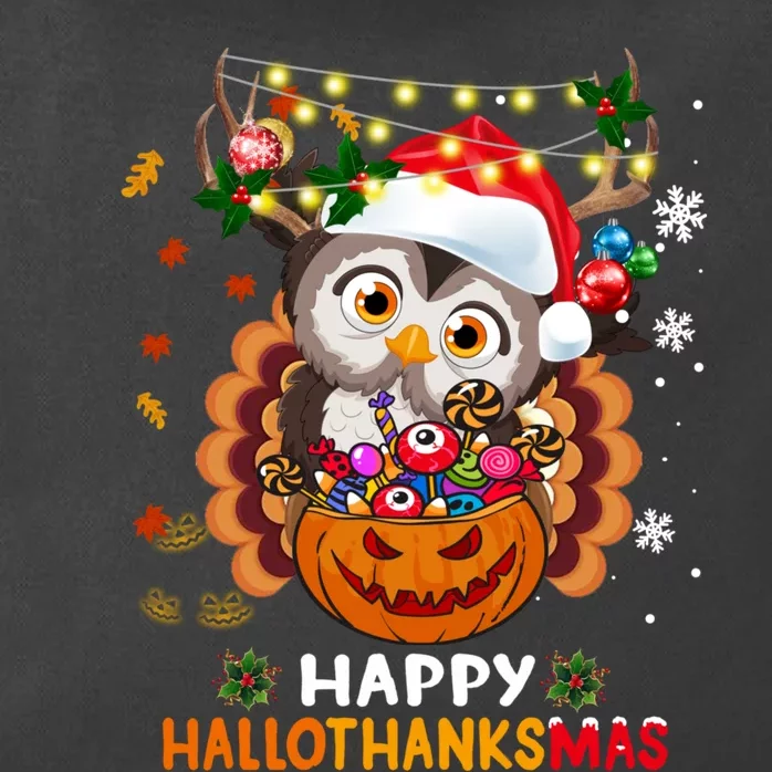 Owl Halloween And Merry Christmas Happy Hallothanksmas Zip Tote Bag