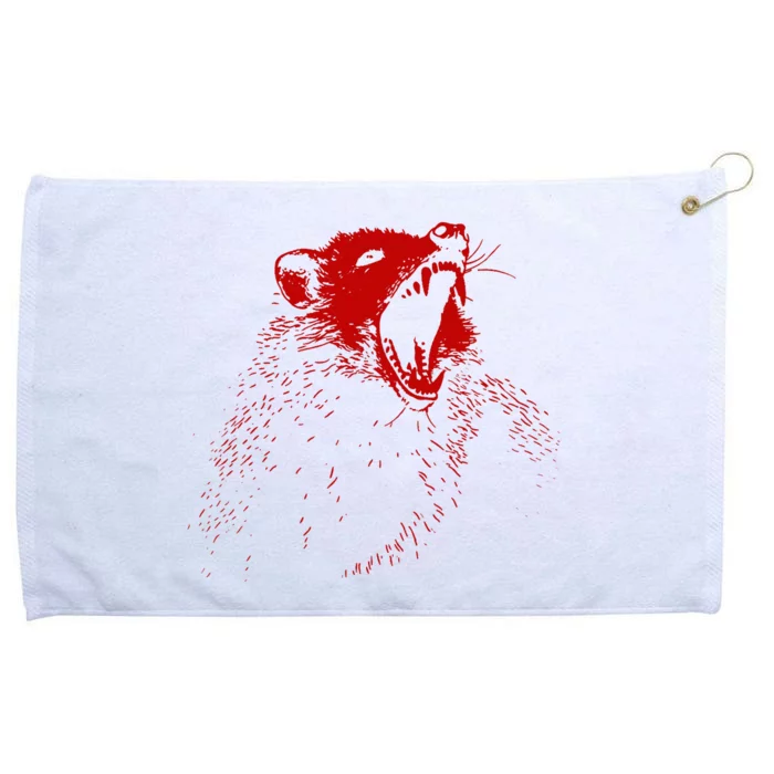 Opossum Hissing Black & Red Angry Possum Grommeted Golf Towel