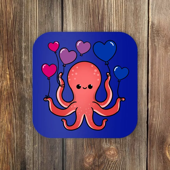 Octopus Heart Balloon Bisexual Pride Gift Coaster