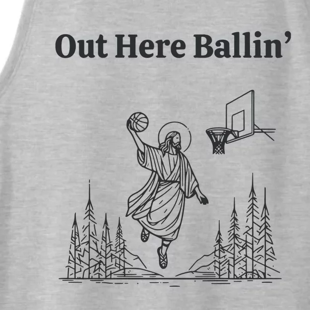 Out Here Ballin Jesus Ladies Tri-Blend Wicking Tank