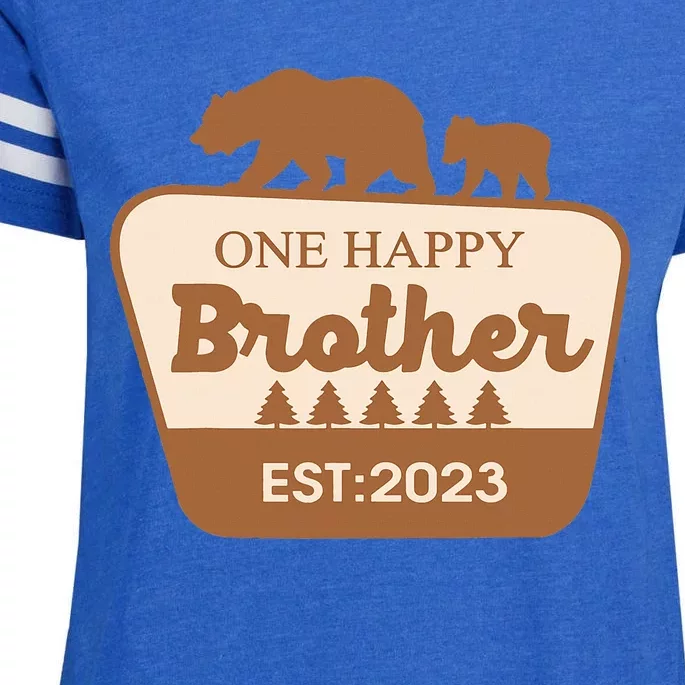 One Happy Brother Happy Camper Matching Family Birthday Enza Ladies Jersey Football T-Shirt