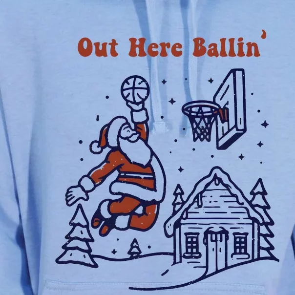 Out Here Ballin Funny Christmas Santa Claus Playing Basketball Unisex Surf Hoodie