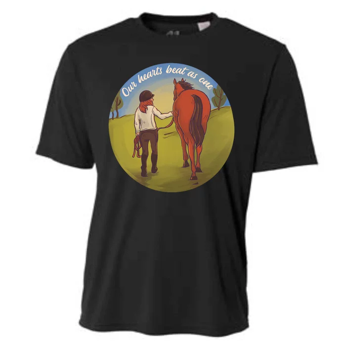 Our Heats Beat As One Horse Lover Cooling Performance Crew T-Shirt