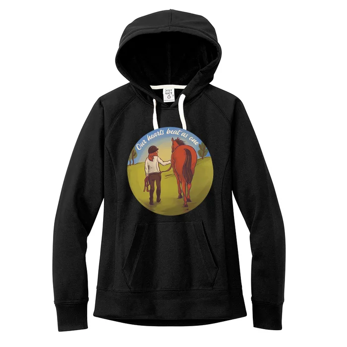 Our Heats Beat As One Horse Lover Women's Fleece Hoodie