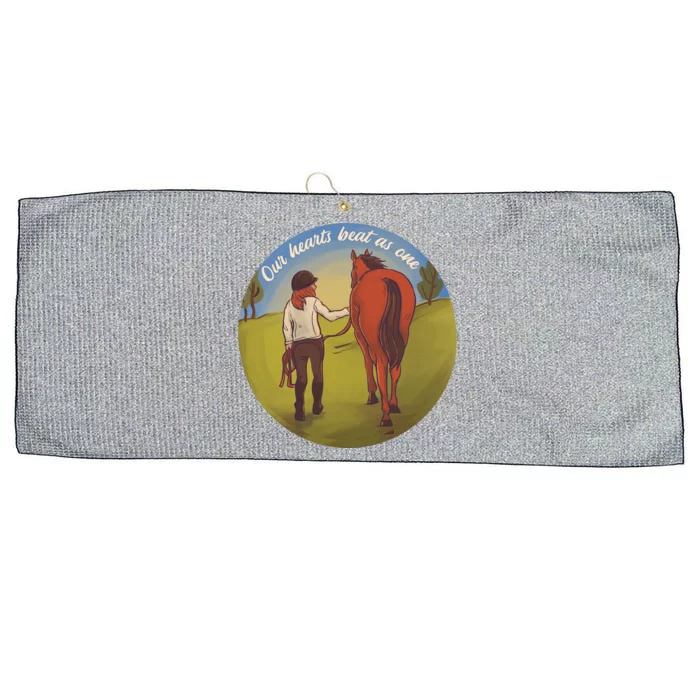 Our Heats Beat As One Horse Lover Large Microfiber Waffle Golf Towel