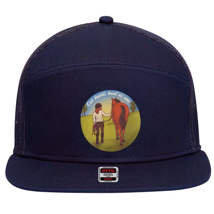 Our Heats Beat As One Horse Lover 7 Panel Mesh Trucker Snapback Hat