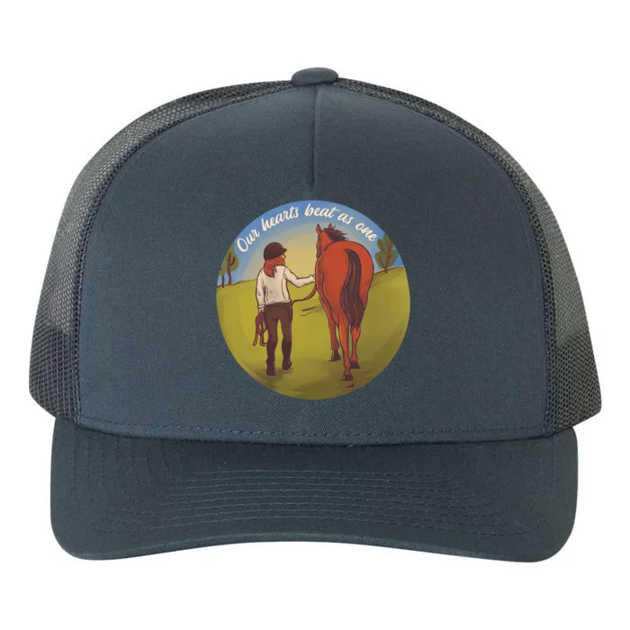 Our Heats Beat As One Horse Lover Yupoong Adult 5-Panel Trucker Hat