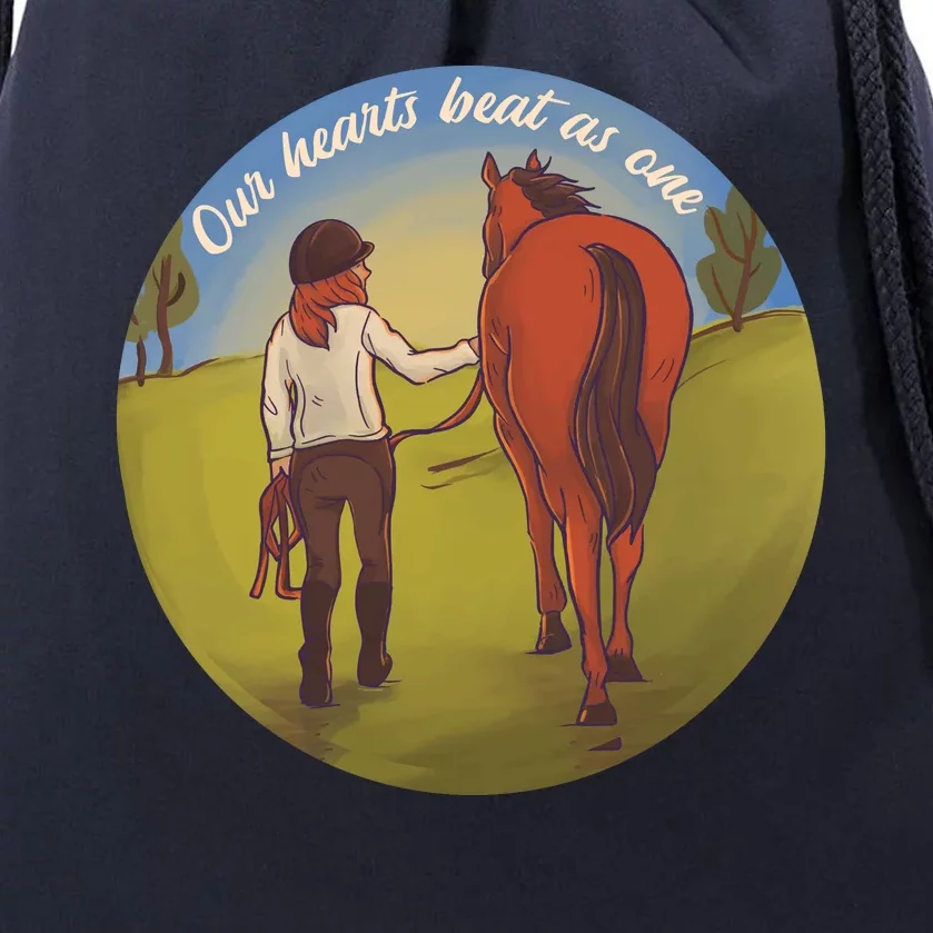 Our Heats Beat As One Horse Lover Drawstring Bag