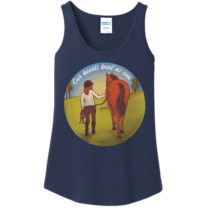 Our Heats Beat As One Horse Lover Ladies Essential Tank