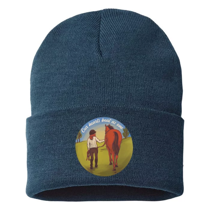 Our Heats Beat As One Horse Lover Sustainable Knit Beanie