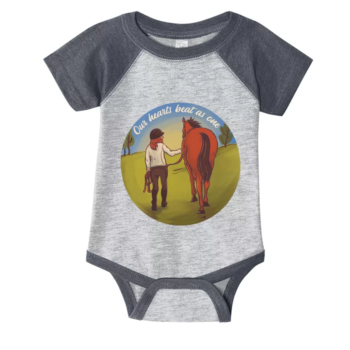 Our Heats Beat As One Horse Lover Infant Baby Jersey Bodysuit