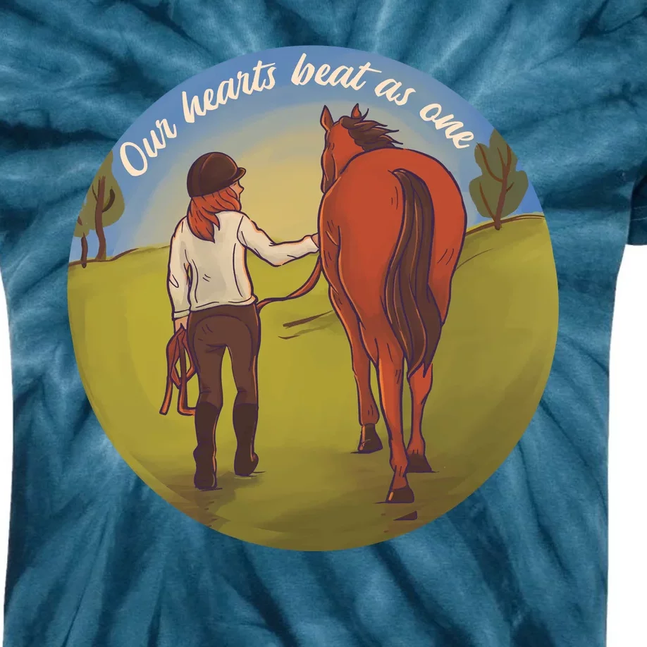 Our Heats Beat As One Horse Lover Kids Tie-Dye T-Shirt