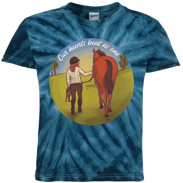 Our Heats Beat As One Horse Lover Kids Tie-Dye T-Shirt