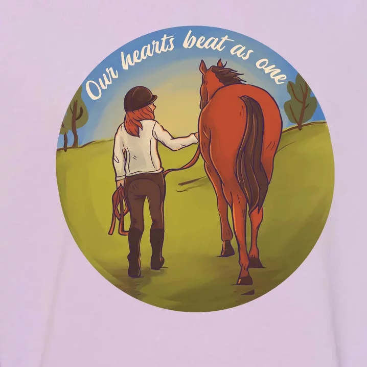 Our Heats Beat As One Horse Lover Garment-Dyed Sweatshirt