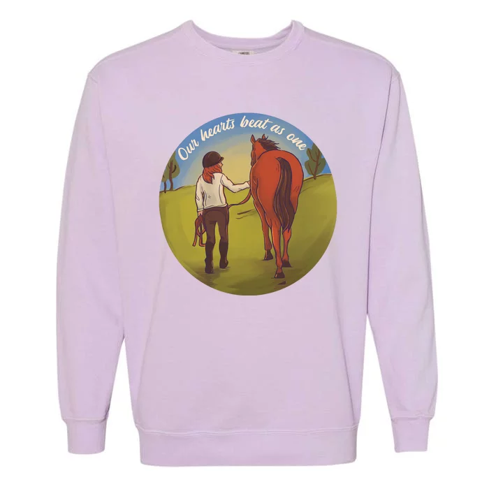 Our Heats Beat As One Horse Lover Garment-Dyed Sweatshirt