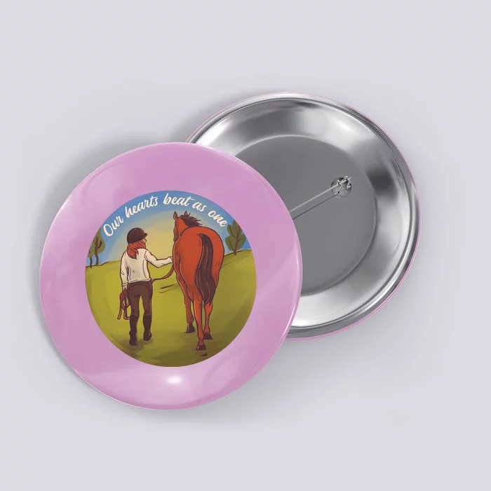 Our Heats Beat As One Horse Lover Button