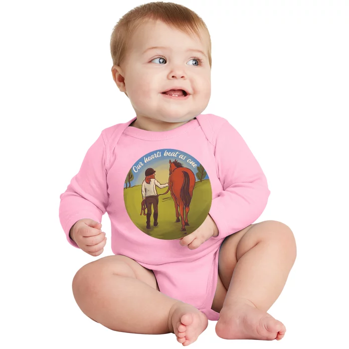 Our Heats Beat As One Horse Lover Baby Long Sleeve Bodysuit