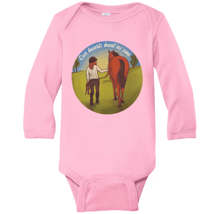 Our Heats Beat As One Horse Lover Baby Long Sleeve Bodysuit