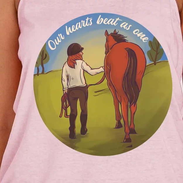 Our Heats Beat As One Horse Lover Women's Knotted Racerback Tank