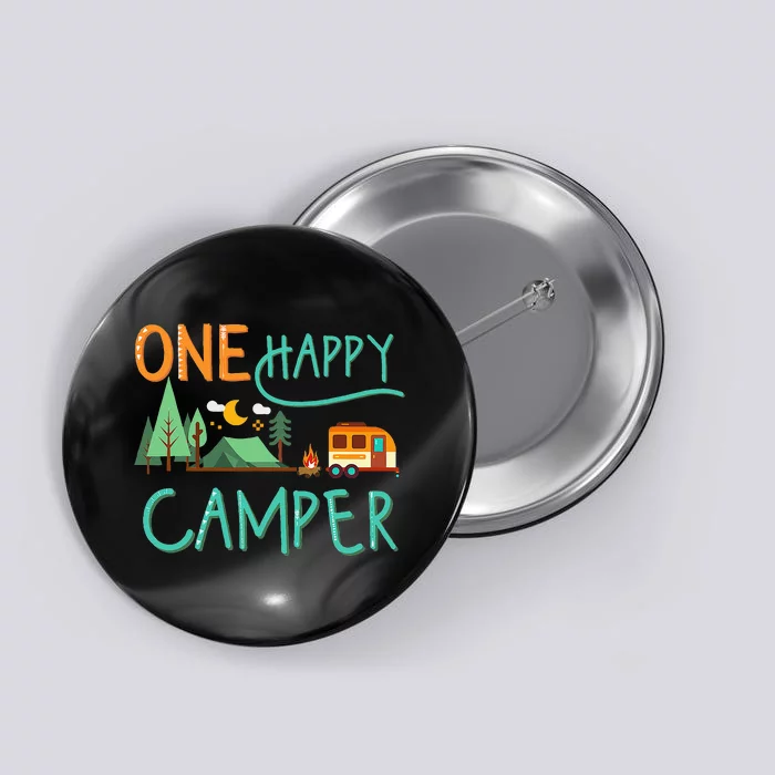 One Happy Camper First Birthday Camping Matching Button