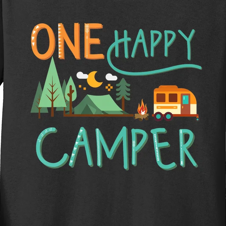 one happy camper first birthday design, Camping Matching Kids Long Sleeve Shirt