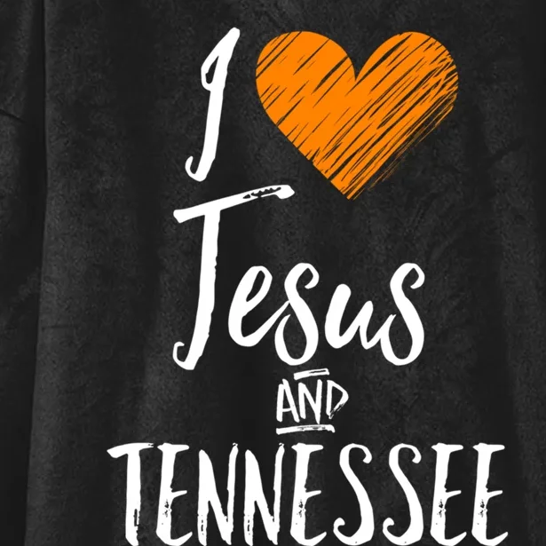 Orange Heart Cute Fan Gift I Love Jesus And Tennessee Hooded Wearable Blanket