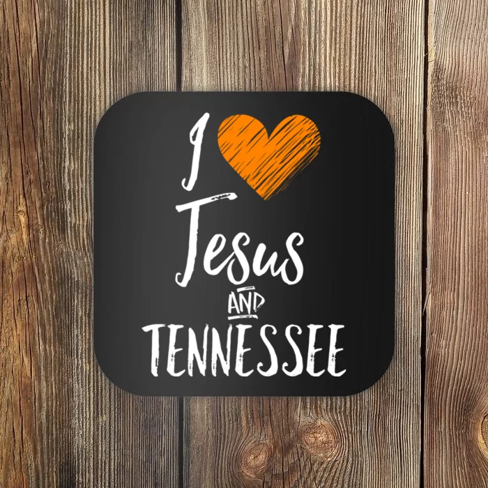 Orange Heart Cute Fan Gift I Love Jesus And Tennessee Coaster