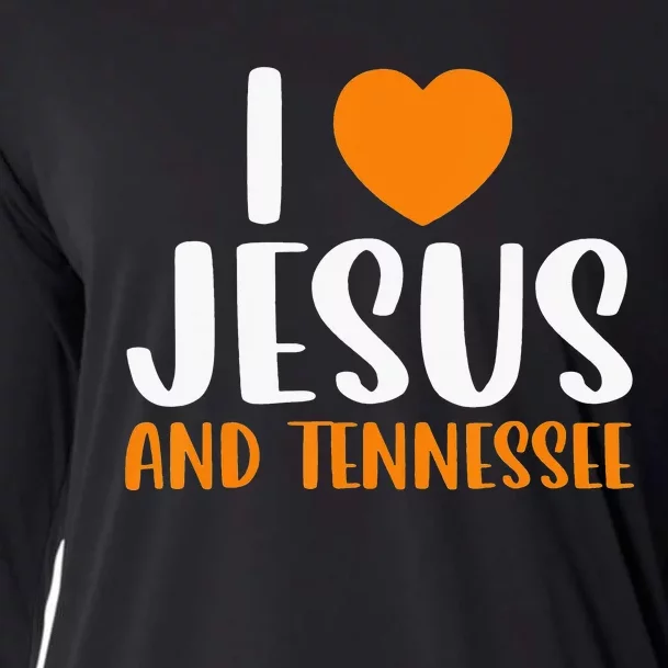 Orange Heart Cute I Love Jesus and Tennessee Cooling Performance Long Sleeve Crew