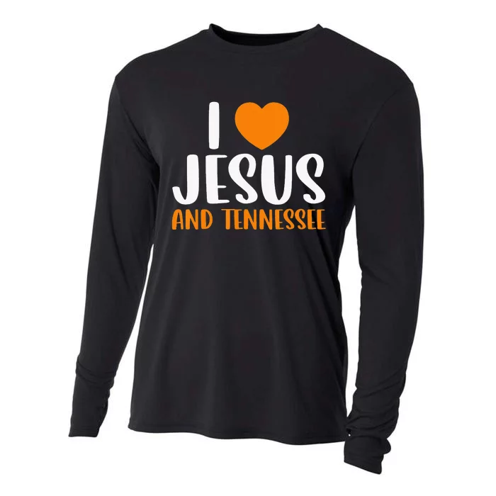 Orange Heart Cute I Love Jesus and Tennessee Cooling Performance Long Sleeve Crew