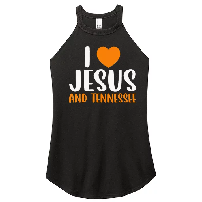 Orange Heart Cute I Love Jesus and Tennessee Women’s Perfect Tri Rocker Tank