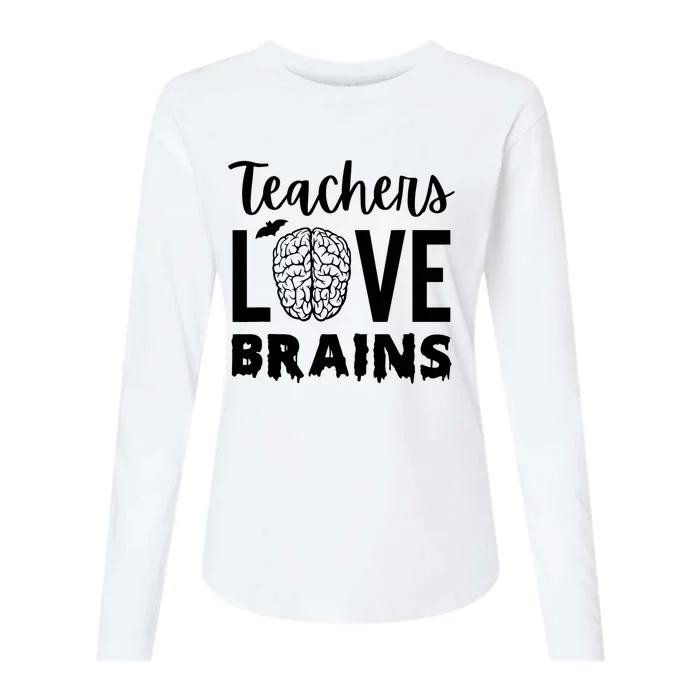 Orange Halloween Costume For Teachers Love Brains Womens Cotton Relaxed Long Sleeve T-Shirt