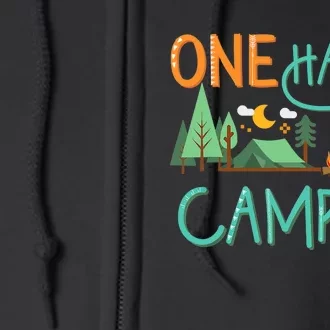 One Happy Camper First Birthday Camping Matching Full Zip Hoodie