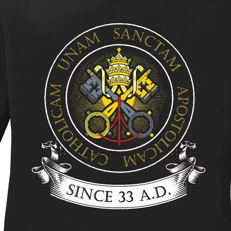 One Holy Catholic & Apostolic Church Catholic Latin Ladies Long Sleeve Shirt