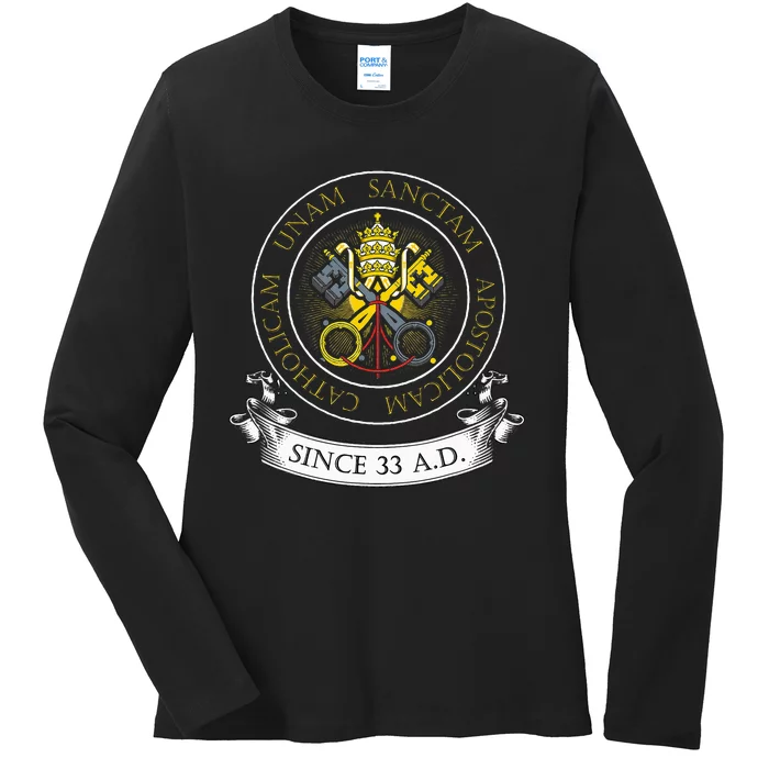 One Holy Catholic & Apostolic Church Catholic Latin Ladies Long Sleeve Shirt