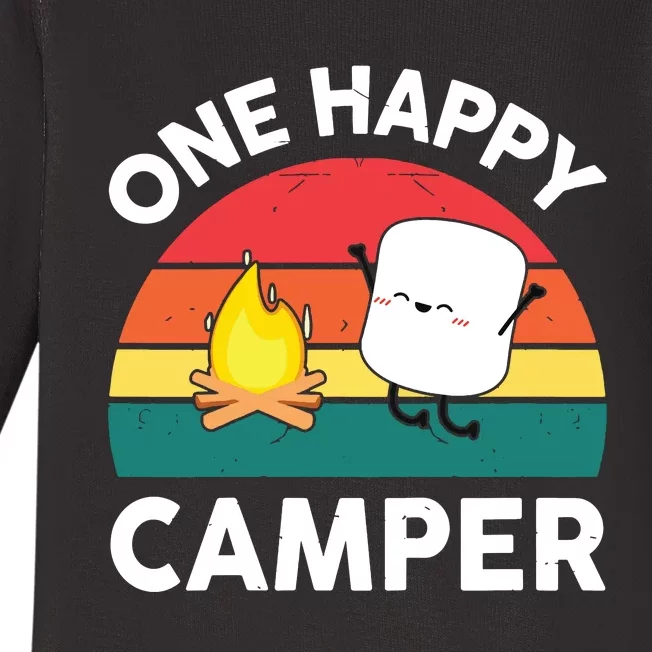 One Happy Camper Baby Girl Cute Marshmallow Camping Baby Long Sleeve Bodysuit