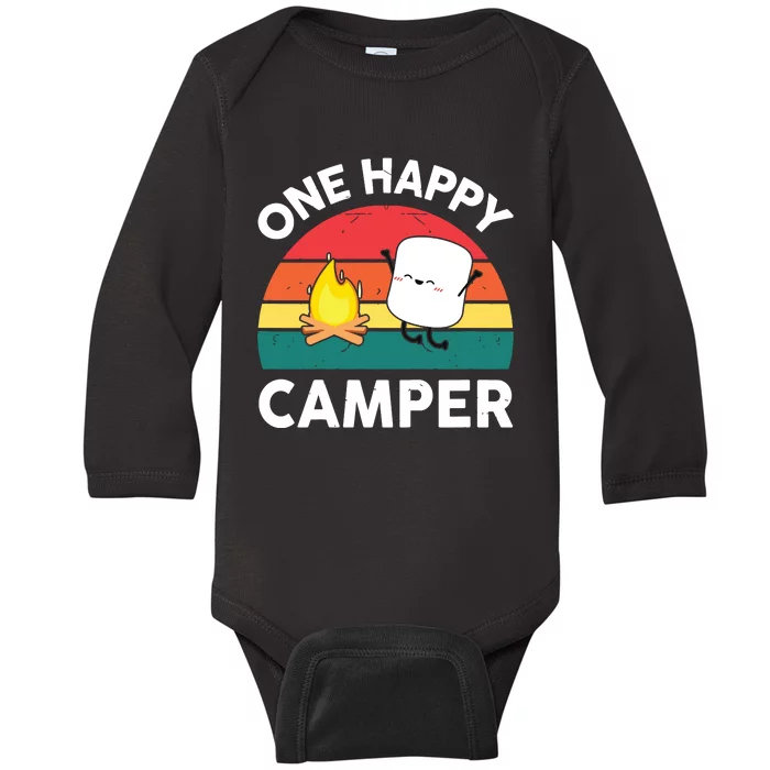 One Happy Camper Baby Girl Cute Marshmallow Camping Baby Long Sleeve Bodysuit